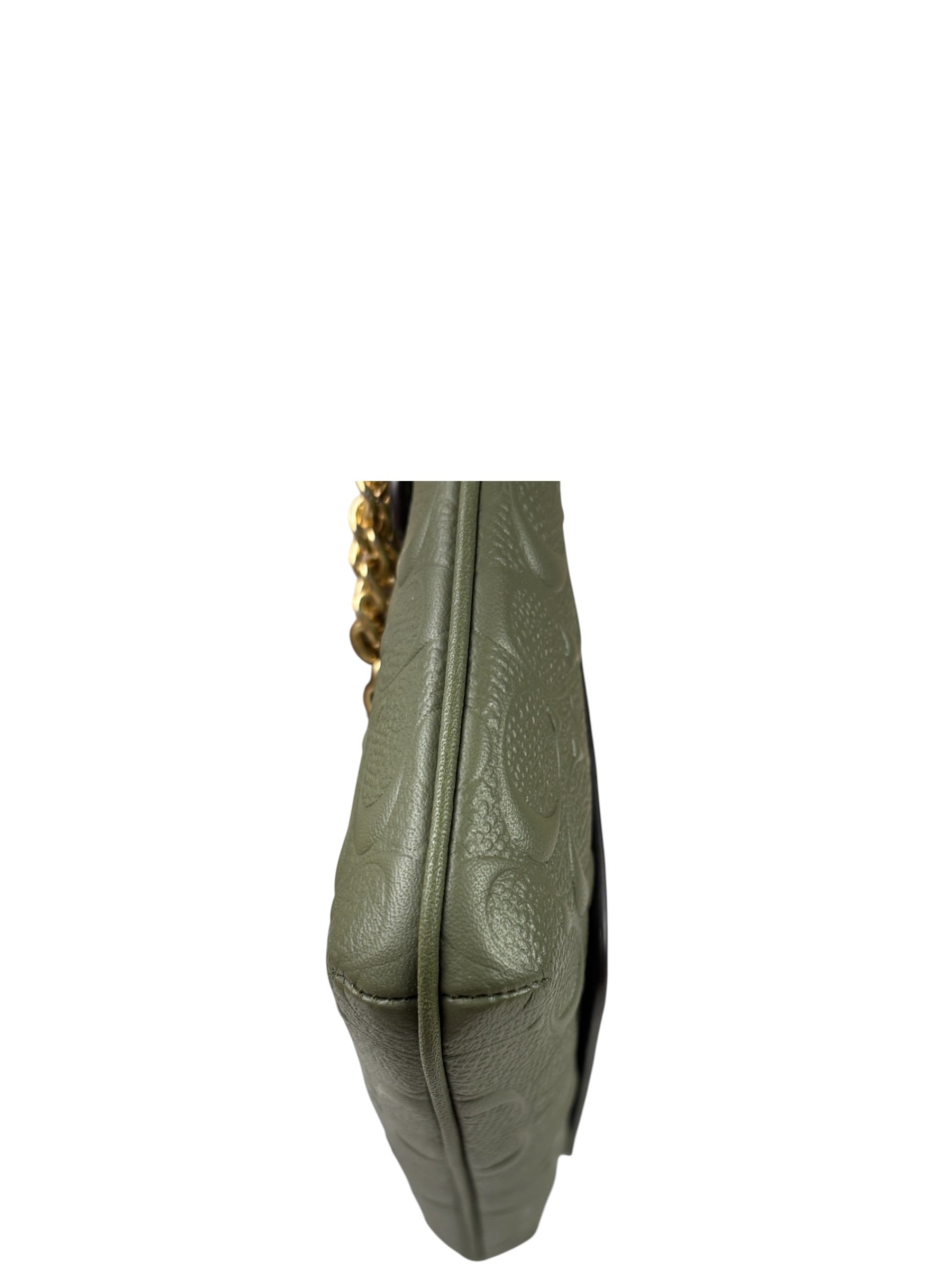 Coach Military Green Leather Signature Wristlet