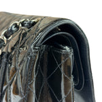 Chanel Black Patent Quilted Leather Double Flap Bag