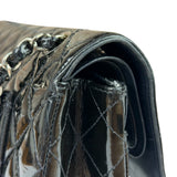 Chanel Black Patent Quilted Leather Double Flap Bag