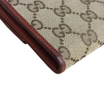 Gucci Vintage Burgundy Leather Trim GG Canvas Continental Wallet