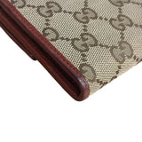 Gucci Vintage Burgundy Leather Trim GG Canvas Continental Wallet