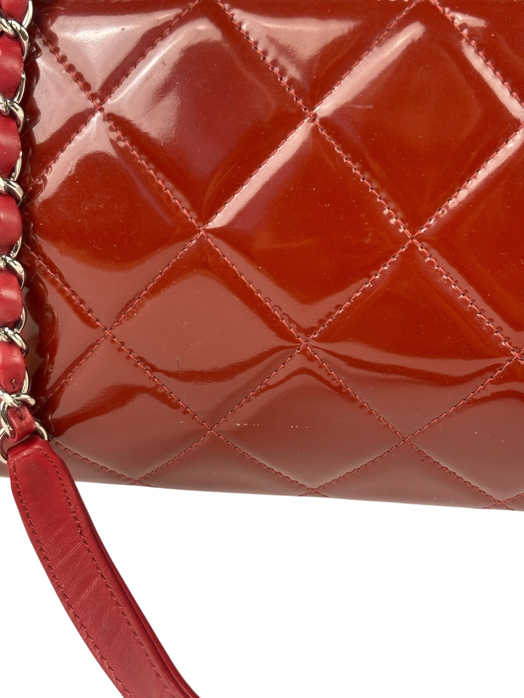 Chanel Red Patent Leather Chain Shoulder Bag 2012
