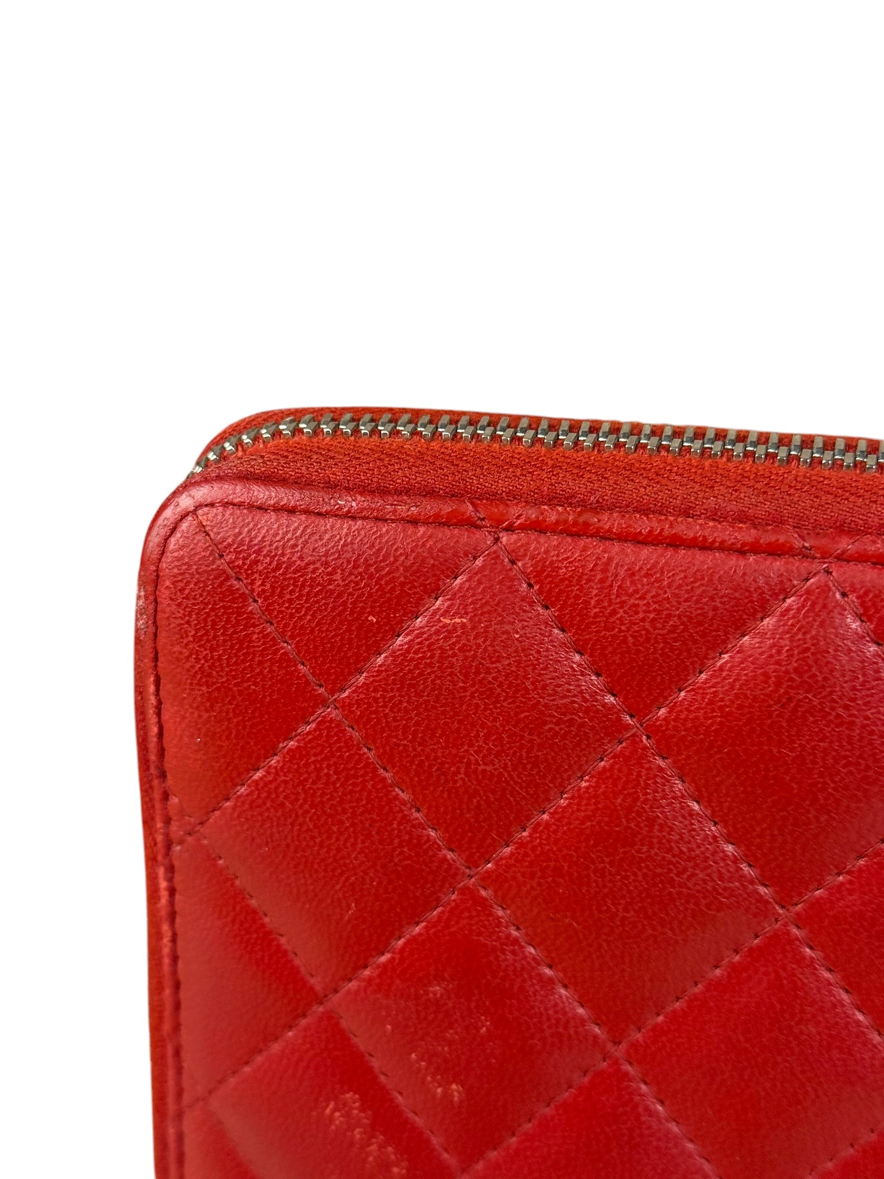 Chanel Red Quilted Leather Long Organizer Wallet 2010