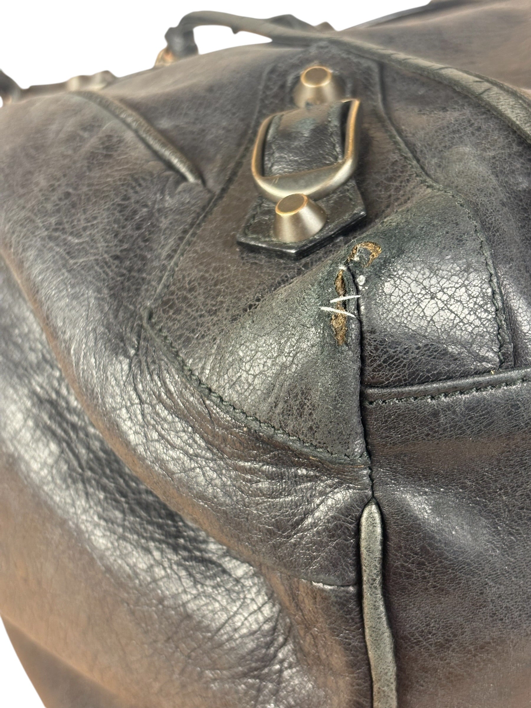 Balenciaga Vintage Black Leather Classic Sunday Tote Bag