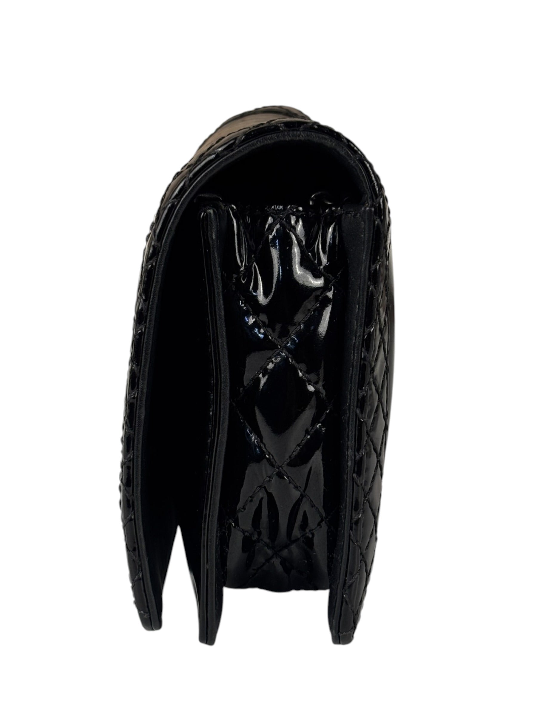 Chanel Black Patent Leather Boy Wallet on Chain Bag 2014