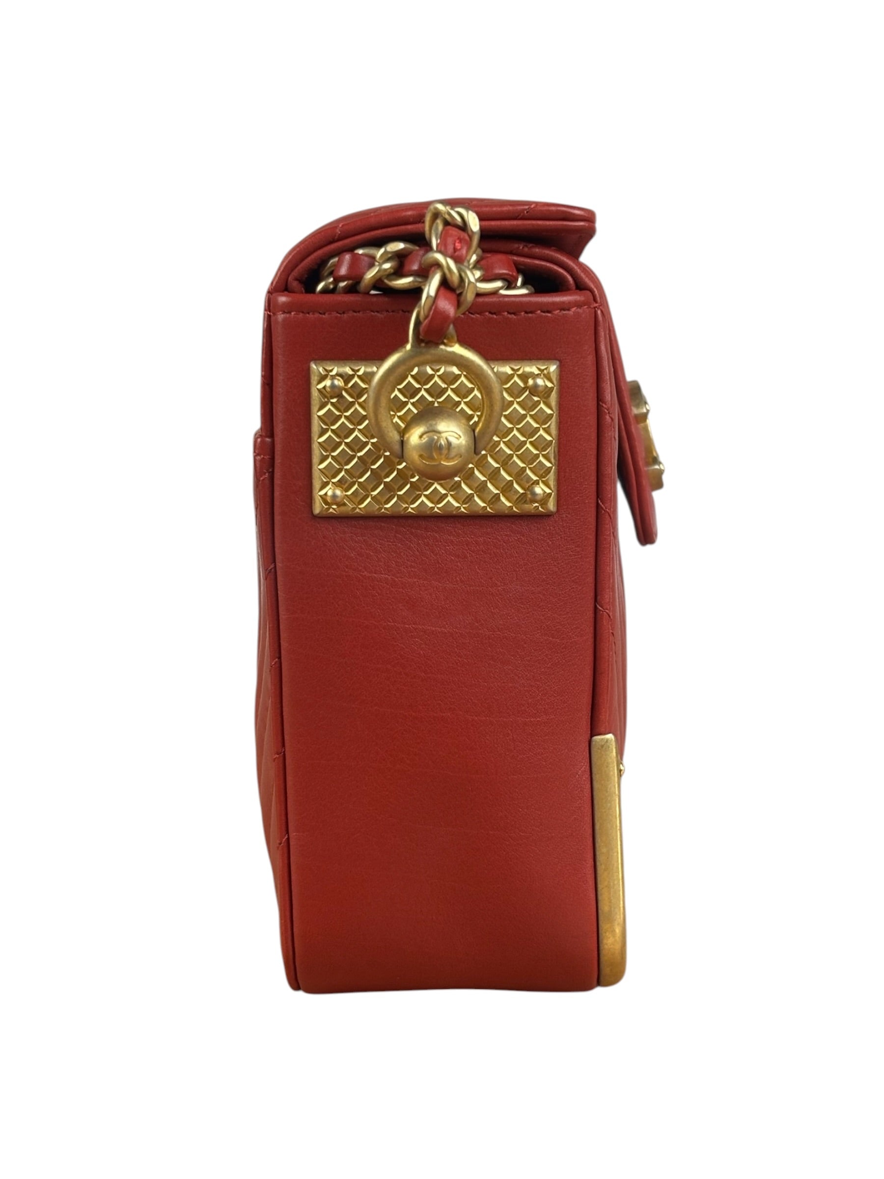 Chanel Red Quilted Leather Rock The Corner Minaudiere Shoulder Bag 2018