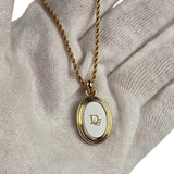 Christian Dior Vintage Gold-Tone Oval Pendant Necklace