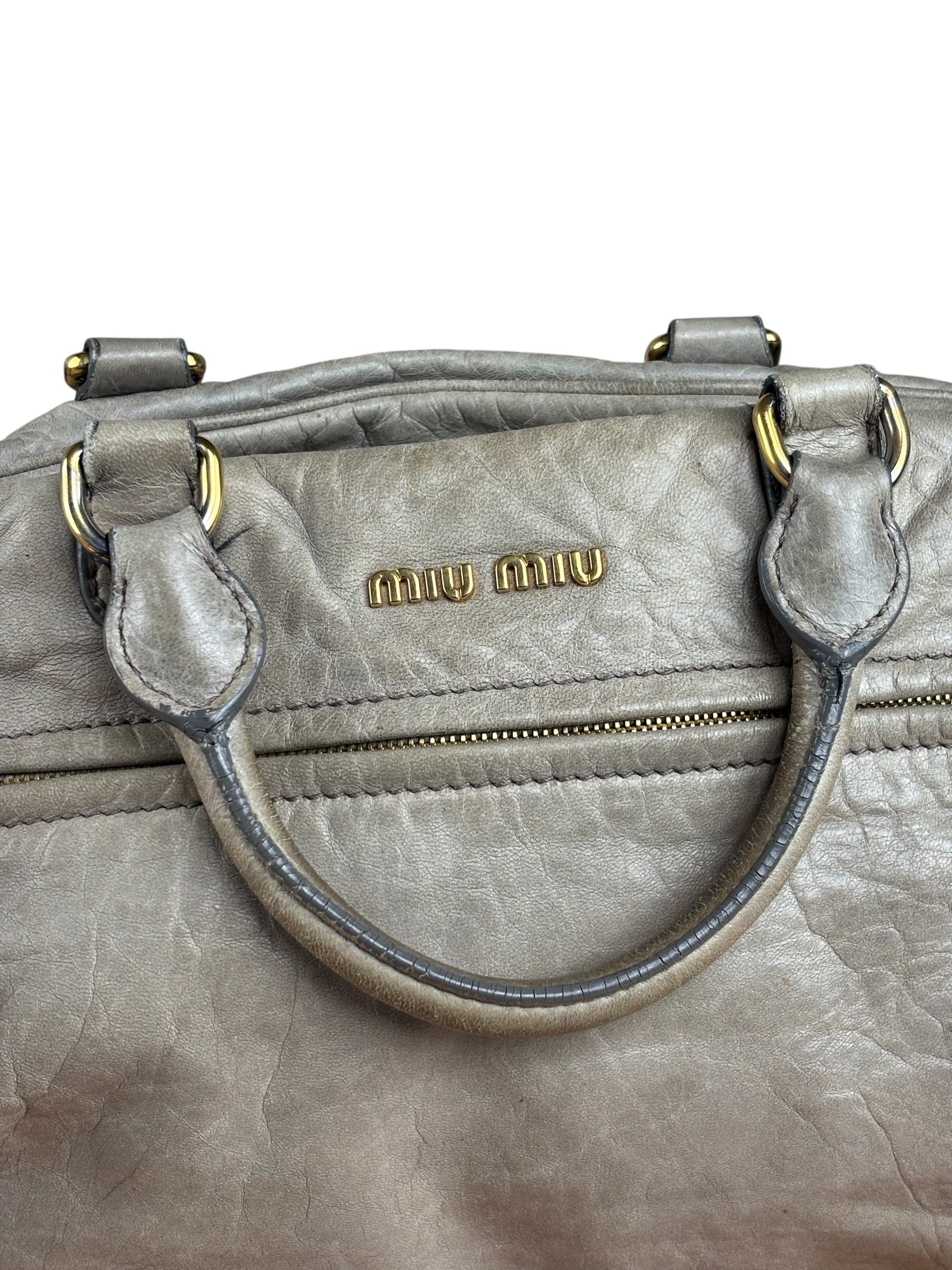 Miu Miu Green Vitello Leather Two-Way Bag