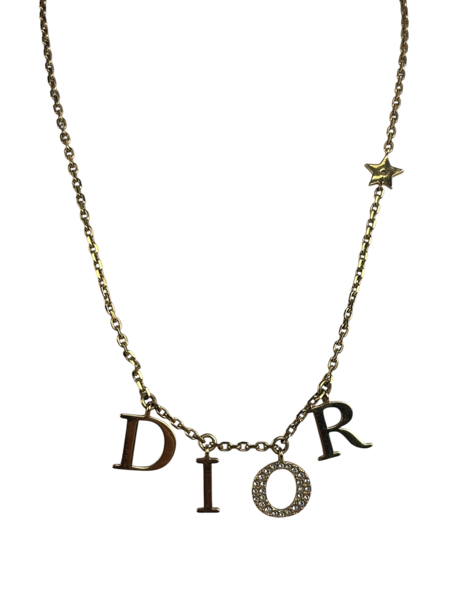 Christian Dior Dior Letter Charm/Pave O Star Necklace