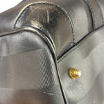 Fendi Grey/Black Leather Striped Boston Bag