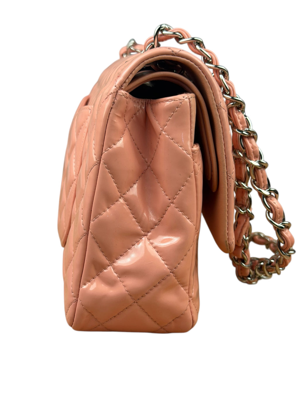 Chanel Baby Pink Quilted M Double Patent Flap 2013