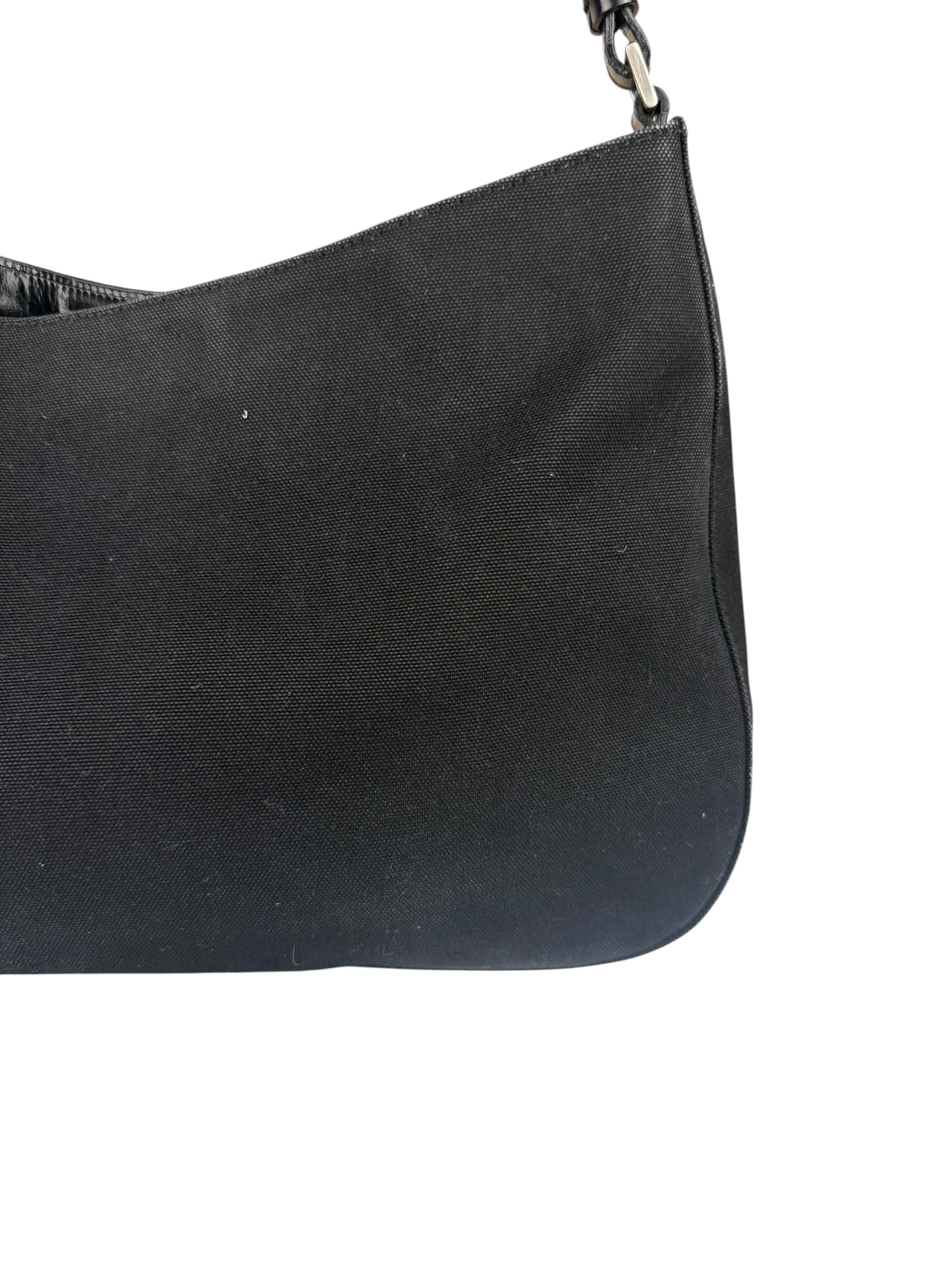 Prada Vintage Black Canvas Shoulder Bag