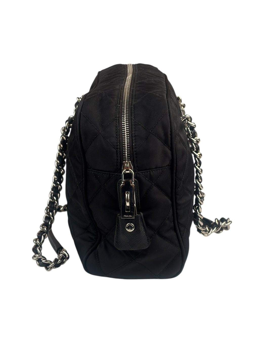 Prada Black Quilted Tessuto Nylon/Leather Trim Large Camera Bag