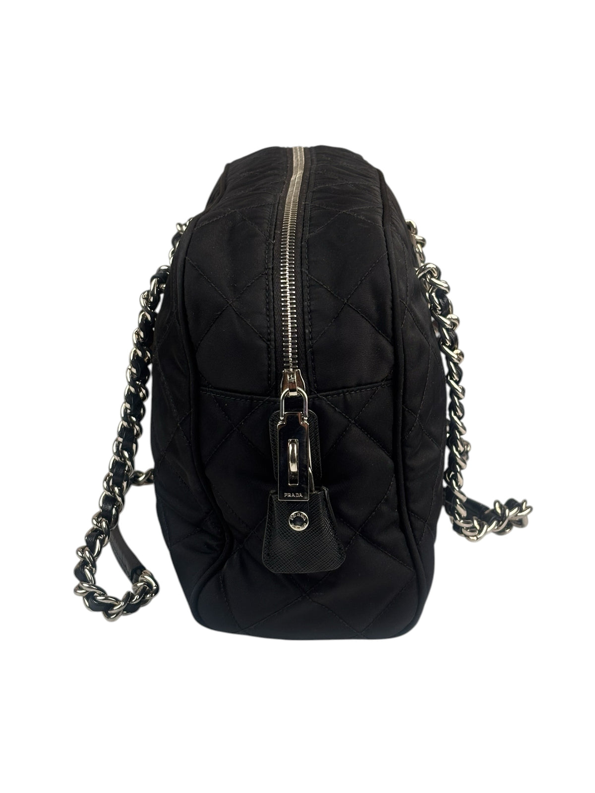 Prada Black Quilted Tessuto Nylon/Leather Trim Large Camera Bag
