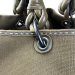 Bottega Venta Vintage Olive/Brown Canvas Large Shopper Shoulder Bag