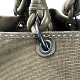 Bottega Venta Vintage Olive/Brown Canvas Large Shopper Shoulder Bag