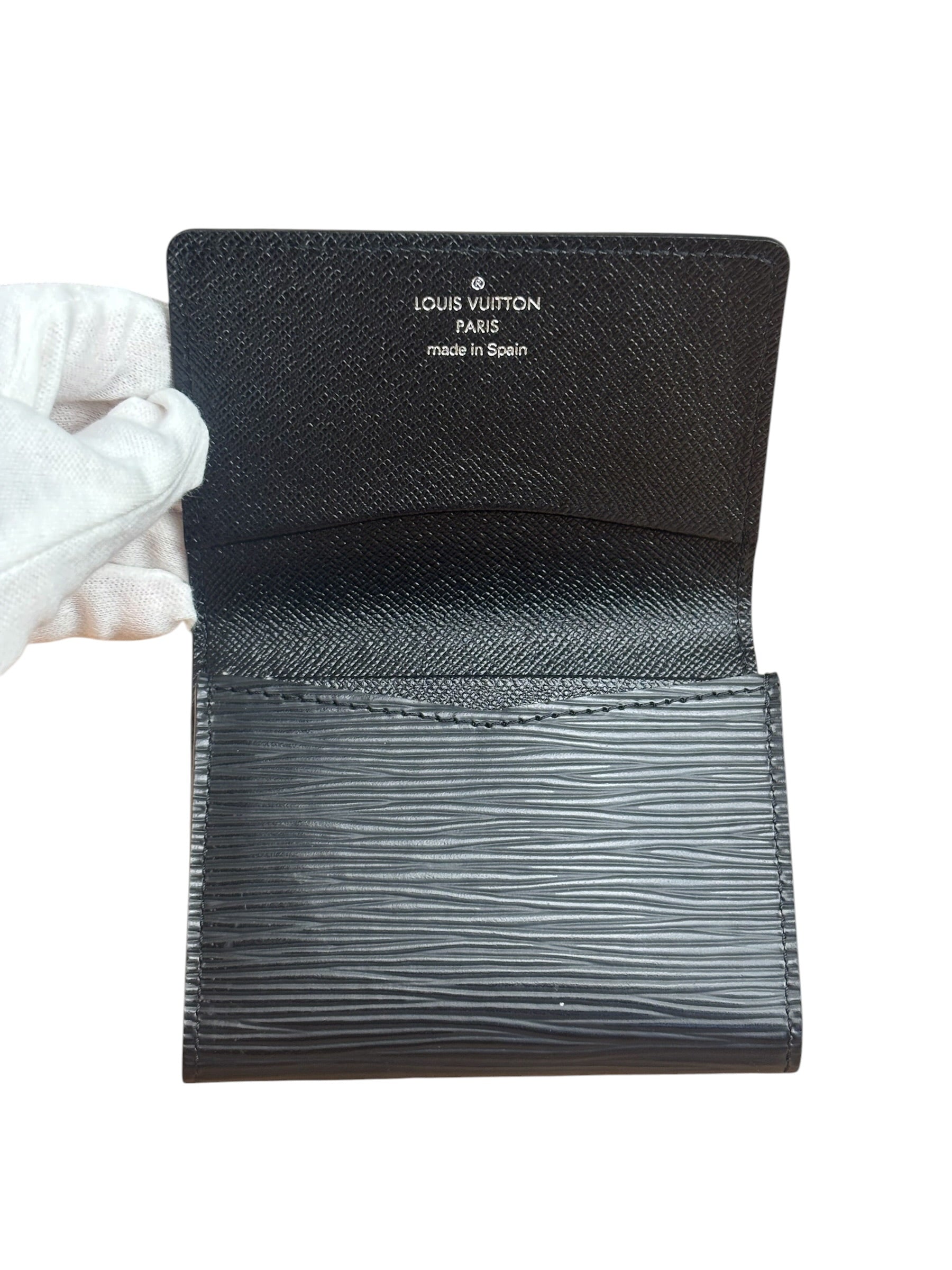 Louis Vuitton Blacl Leather Epi Flap Card Holder/Wallet
