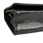 Chanel Vintage Black Lizard Leather Chain Flap Bag 1987