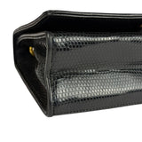Chanel Vintage Black Lizard Leather Chain Flap Bag 1987