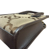 Gucci Brown Leather Trim Jumbo GG Mini Vertical Tote Bag