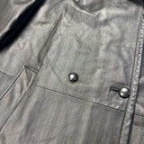 Vintage Leather Striped Long Coat