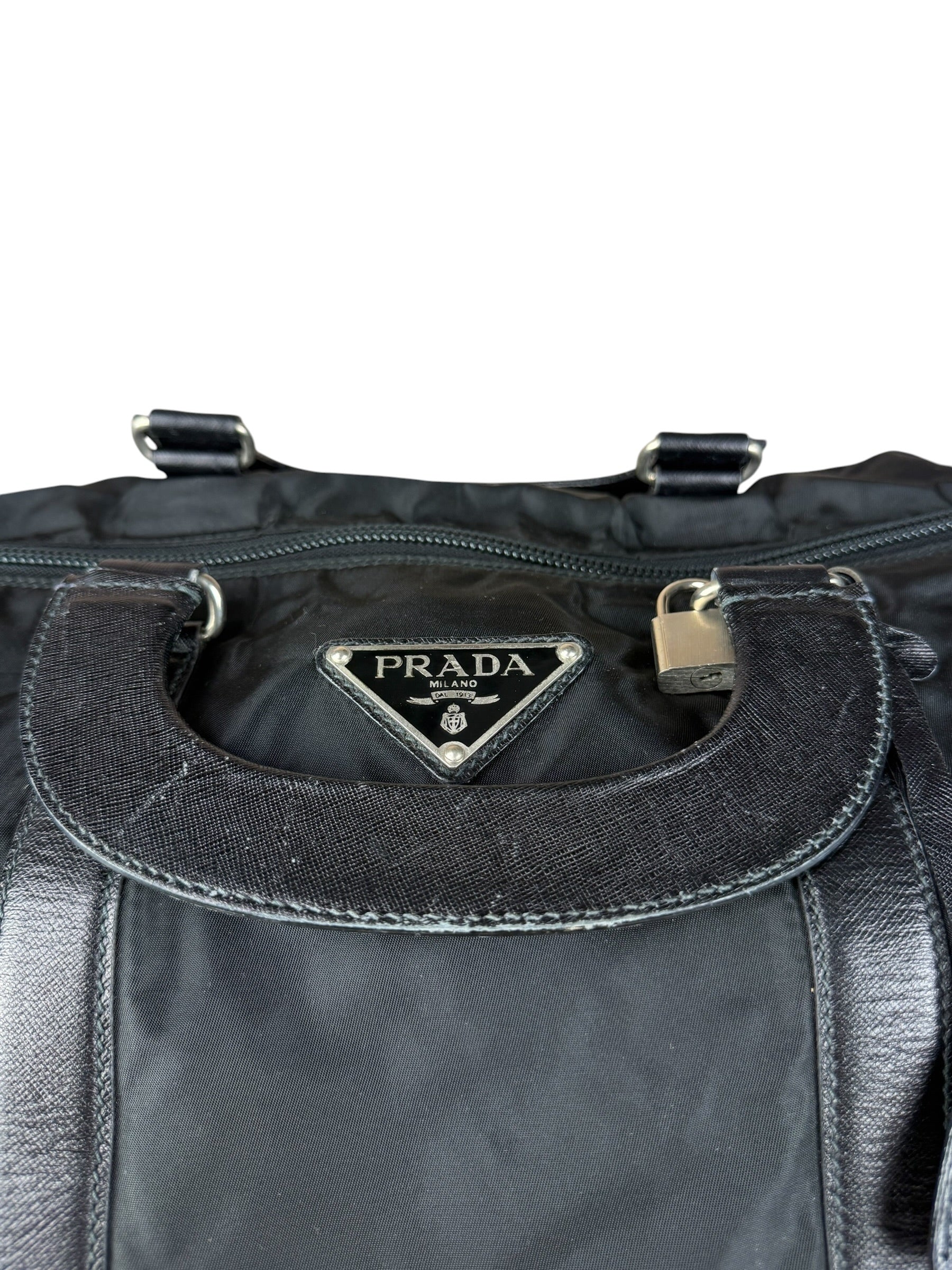 Prada Black Nylon Saffiano Travel Bag