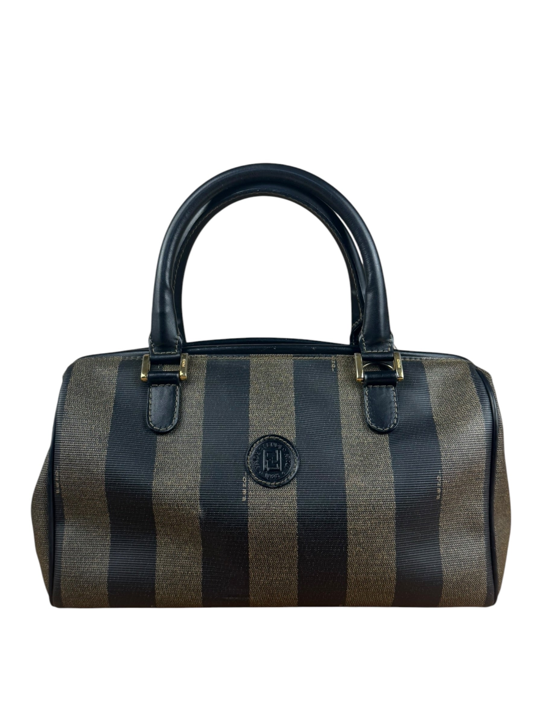 Fendi Vintage Pequin Stripped Mini Boston Bag