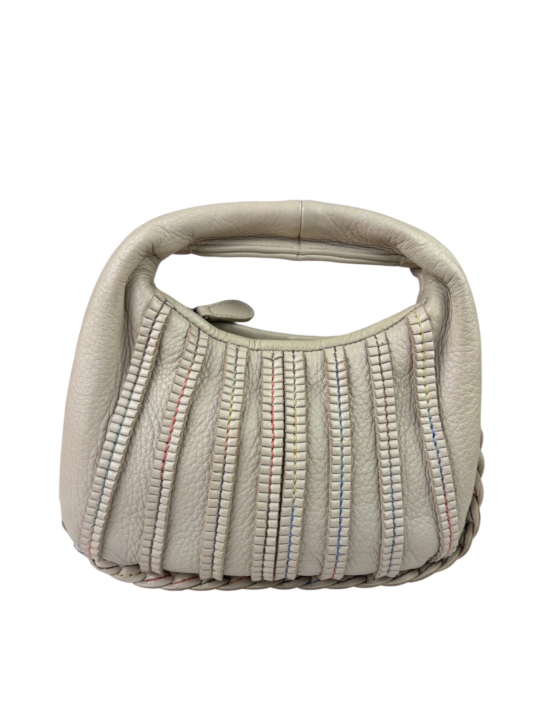 Bottega Veneta Ivory Leather Mini Cervo Braided Hobo Bag
