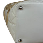 Chanel Vintage White Quilted CC Snake Cambon Ligne Tote 2004