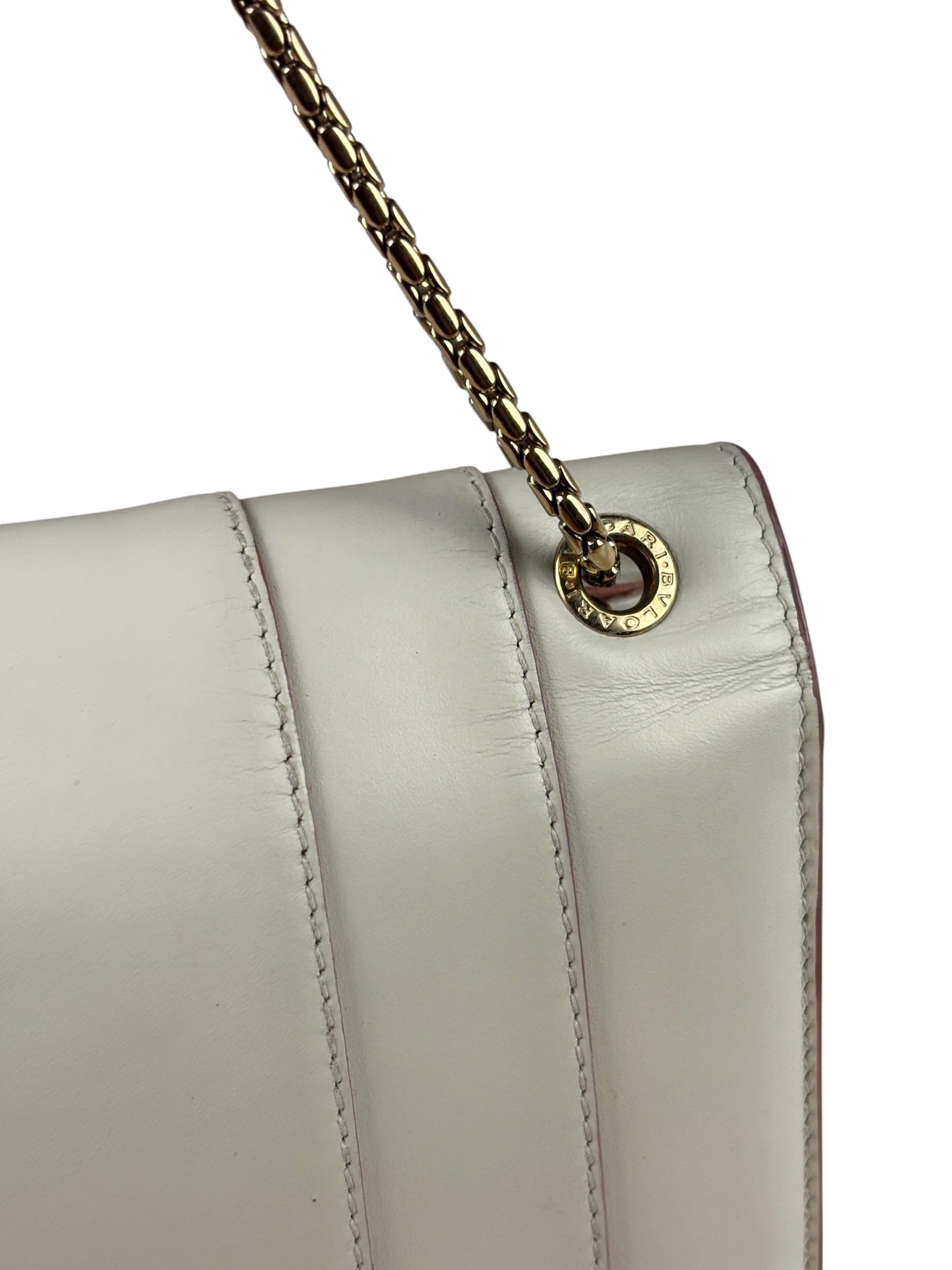 Bvlgari White/Pink Leather Serpenti Forever Shoulder Bag