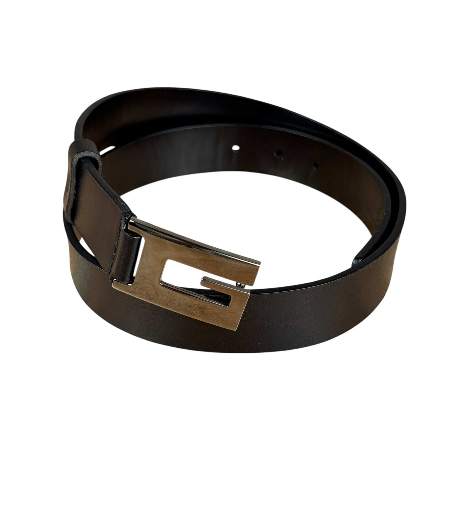 Gucci Black Leather G Buckle Belt