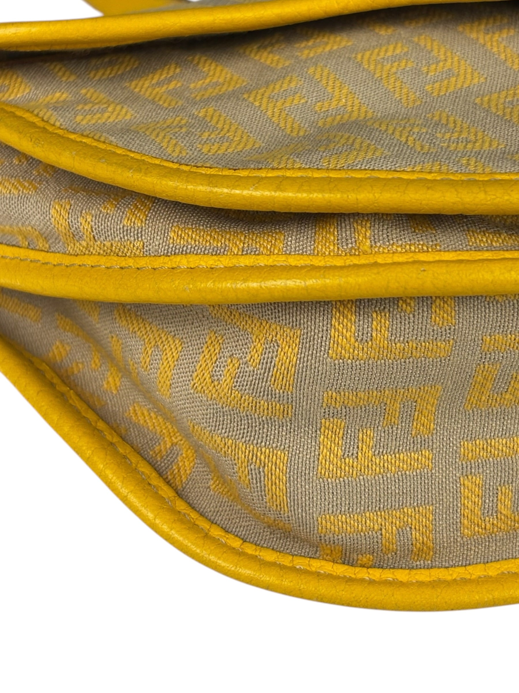 Fendi Yellow Leather Trim Zucca Crossbody Bag