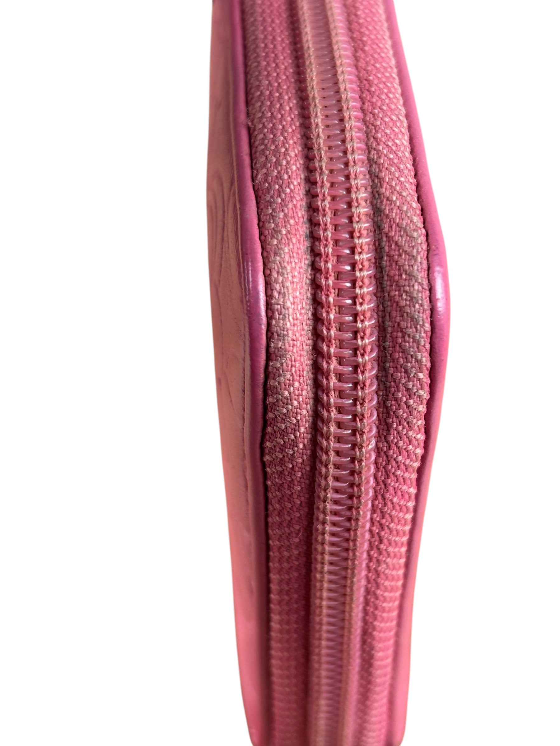 Chanel Pink Camellia Embossed Leather Zip-Around Wallet 2012
