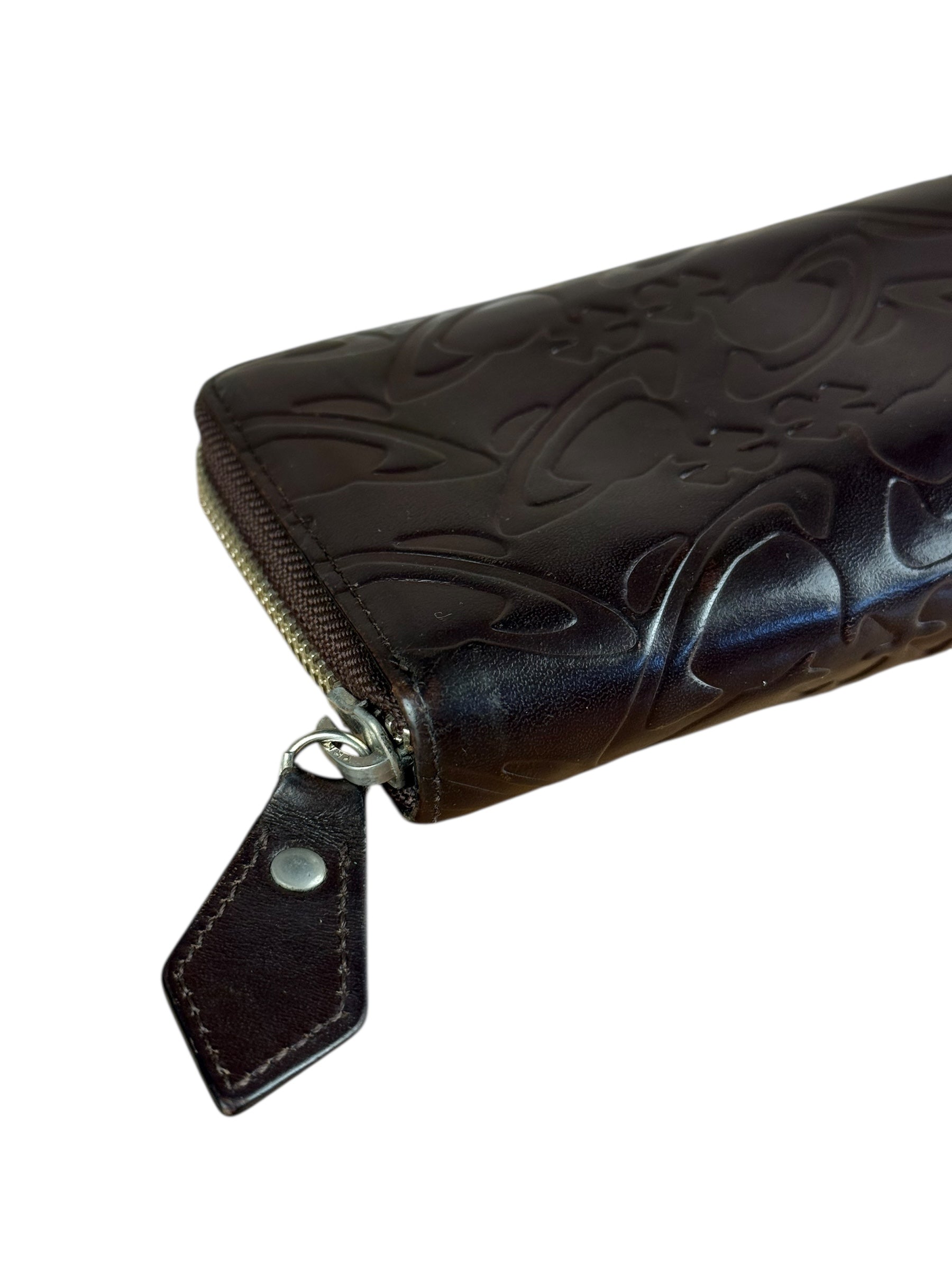 Vivienne Westwood Brown Leather Logo Zippy Wallet