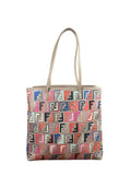 Fendi Colorblock Leather Zucca Roll Tote