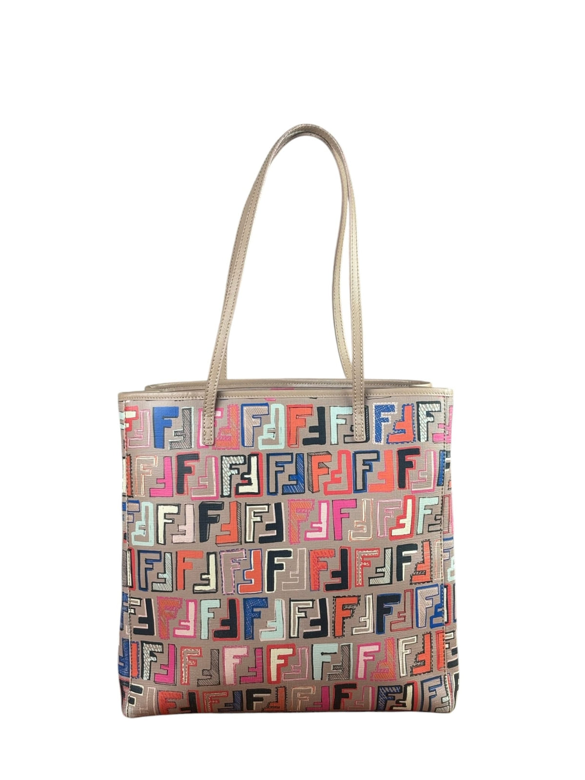 Fendi Colorblock Leather Zucca Roll Tote