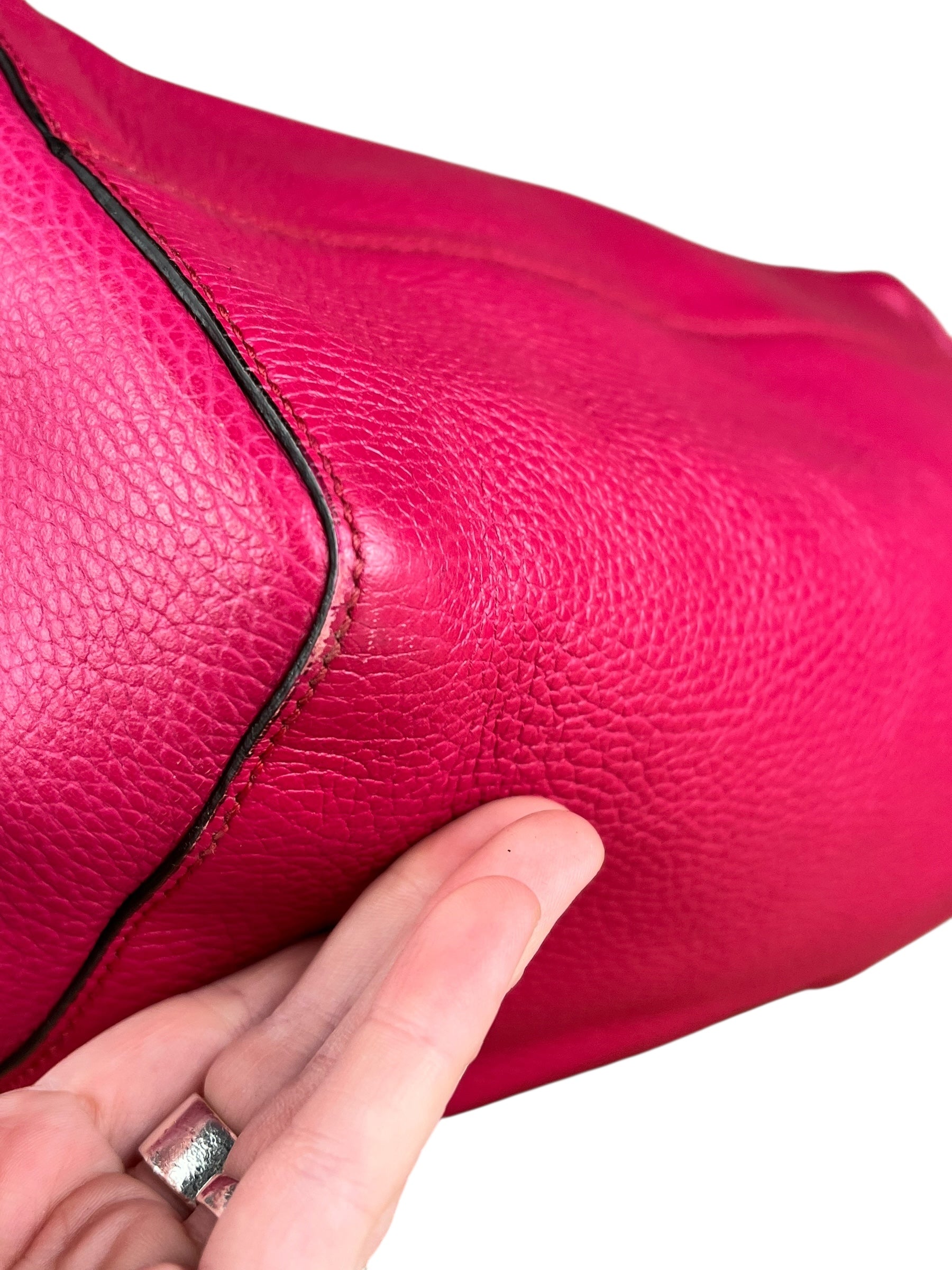 Gucci Hot Pink Pebbled Leather Swing Tote