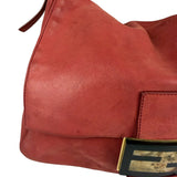 Fendi Red Leather Mamma Baguette Shoulder Bag