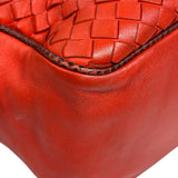Bottega Veneta Red Lambskin/Lizard Intrecciato Shoulder Bag