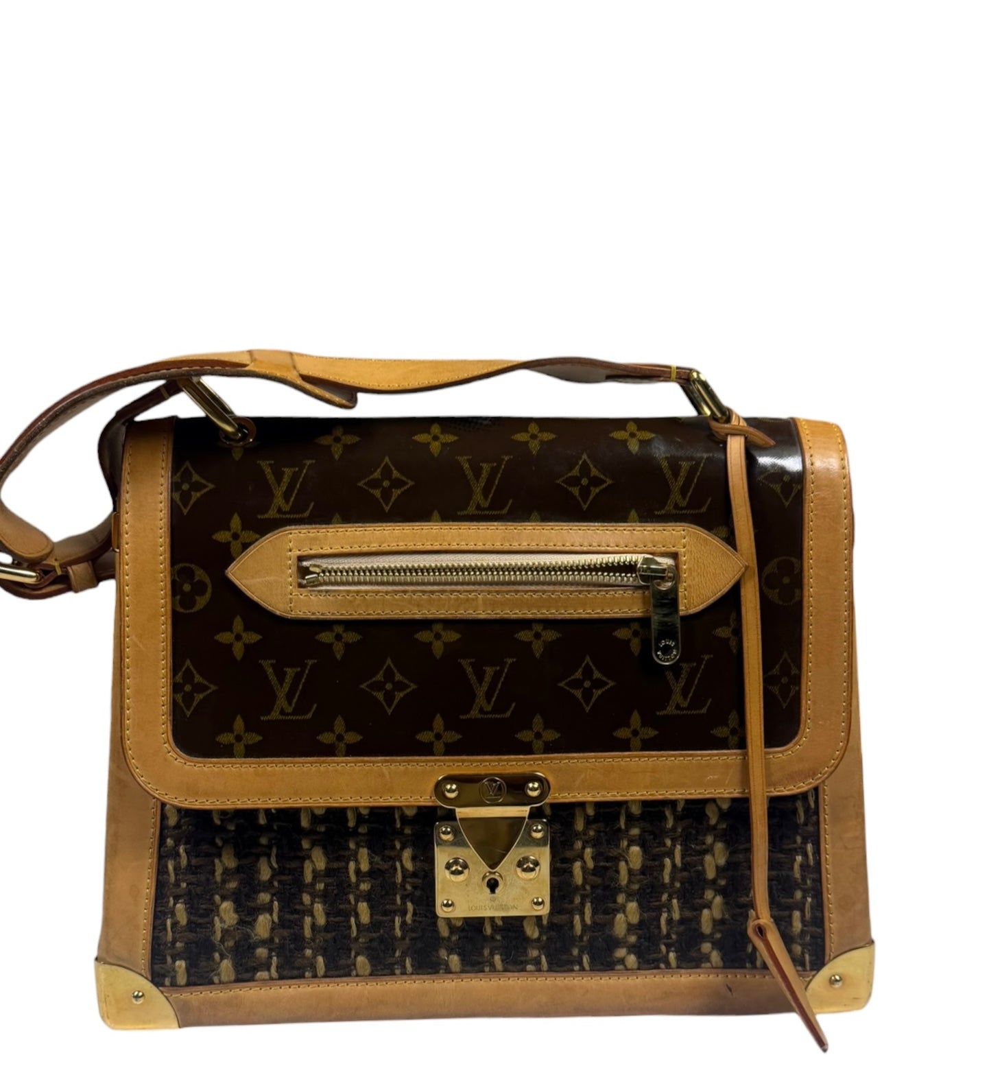 Louis Vuitton Brown Monogram Ambre Tweedy Zip GM
