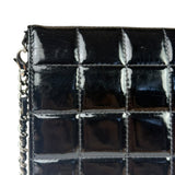 Chanel Black Patent Chocolate Bar Quilted Flap Shoulder Bag 2001