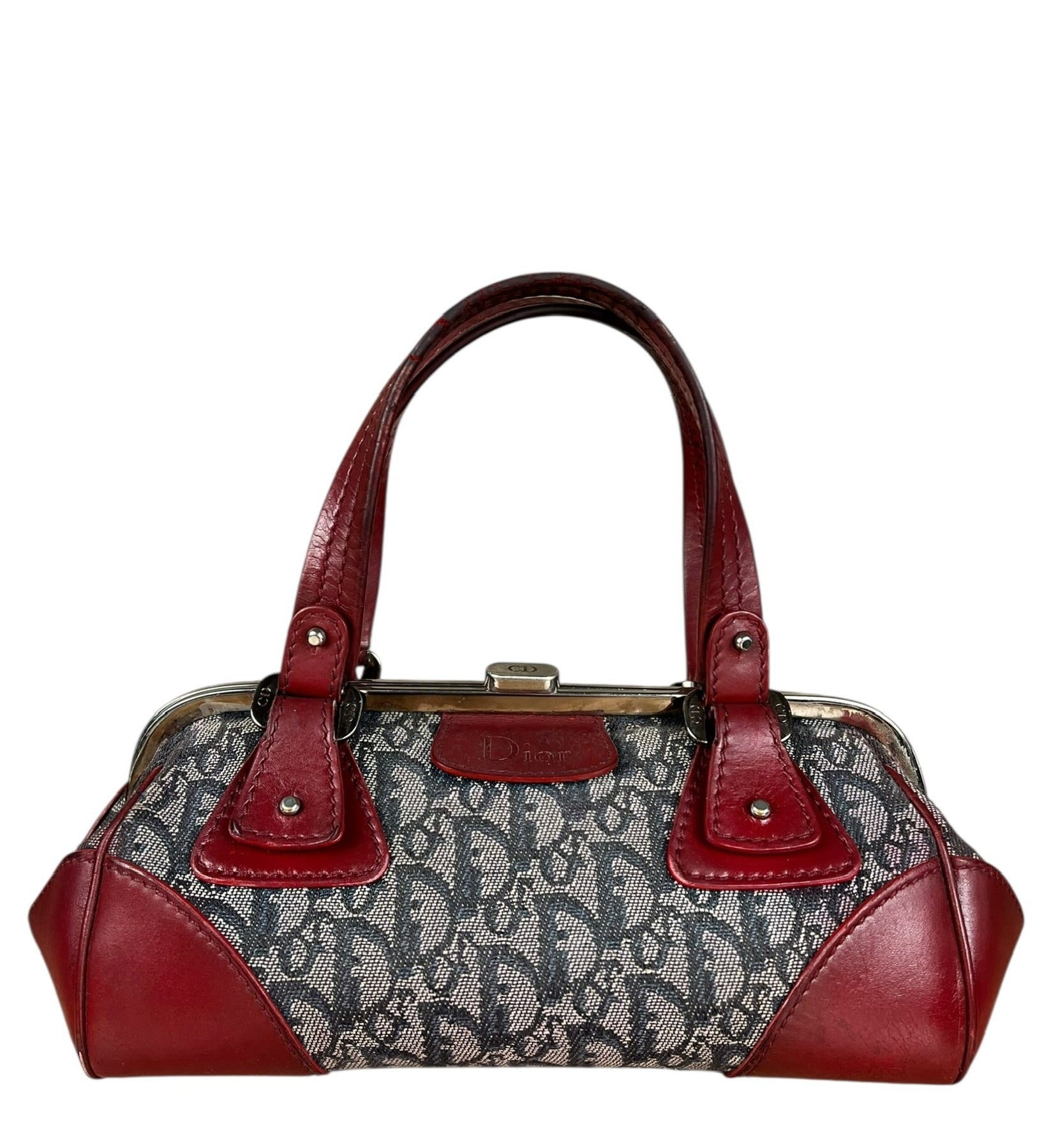 Christian Dior 2005 Doctor Bag Navy/Red Leather Trim