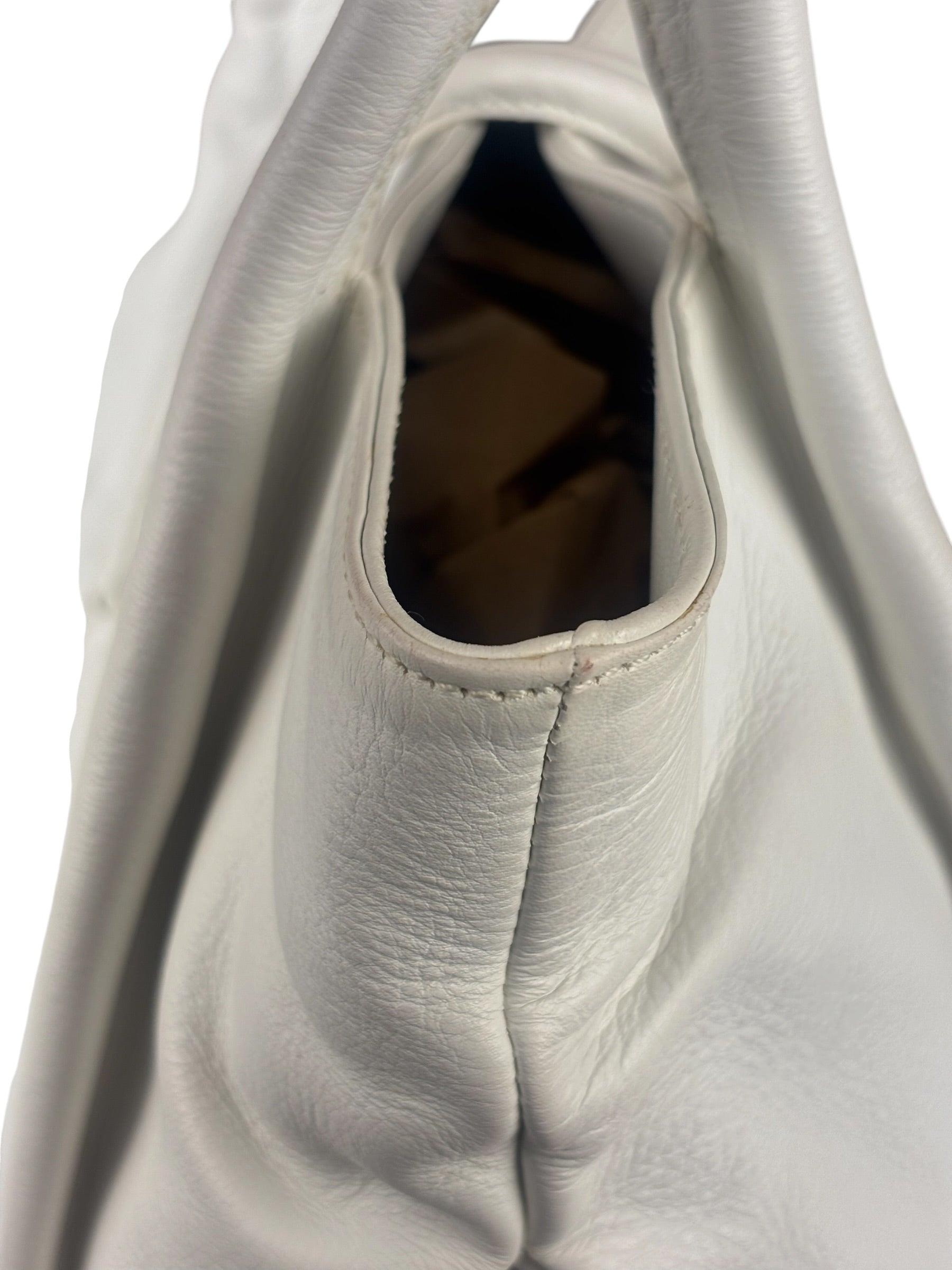 Burberry White Leather Bamboo Cinch Tote