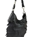 Yves Saint Laurent Black Leather St. Tropez Ruffled Hobo Bag