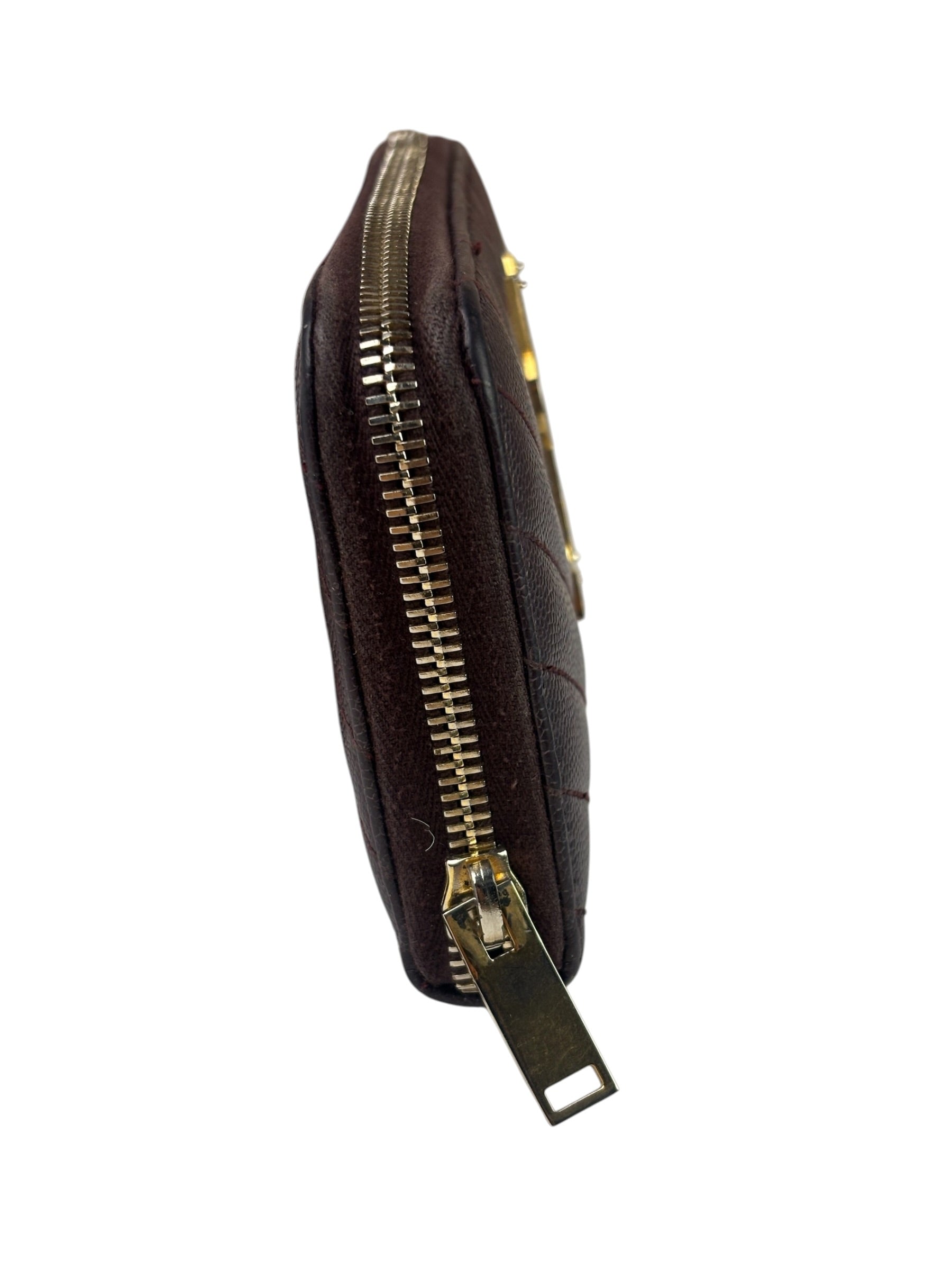 Saint Laurent Plum Chevron Leather Long Zip Wallet