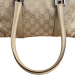 Gucci GG Beige Leather Trim Guccissima Small Boston Bag