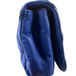 Chanel Blue Leather Diamond Stitch Iridescent Chain Flap Bag 2012