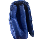 Chanel Blue Leather Diamond Stitch Iridescent Chain Flap Bag 2012