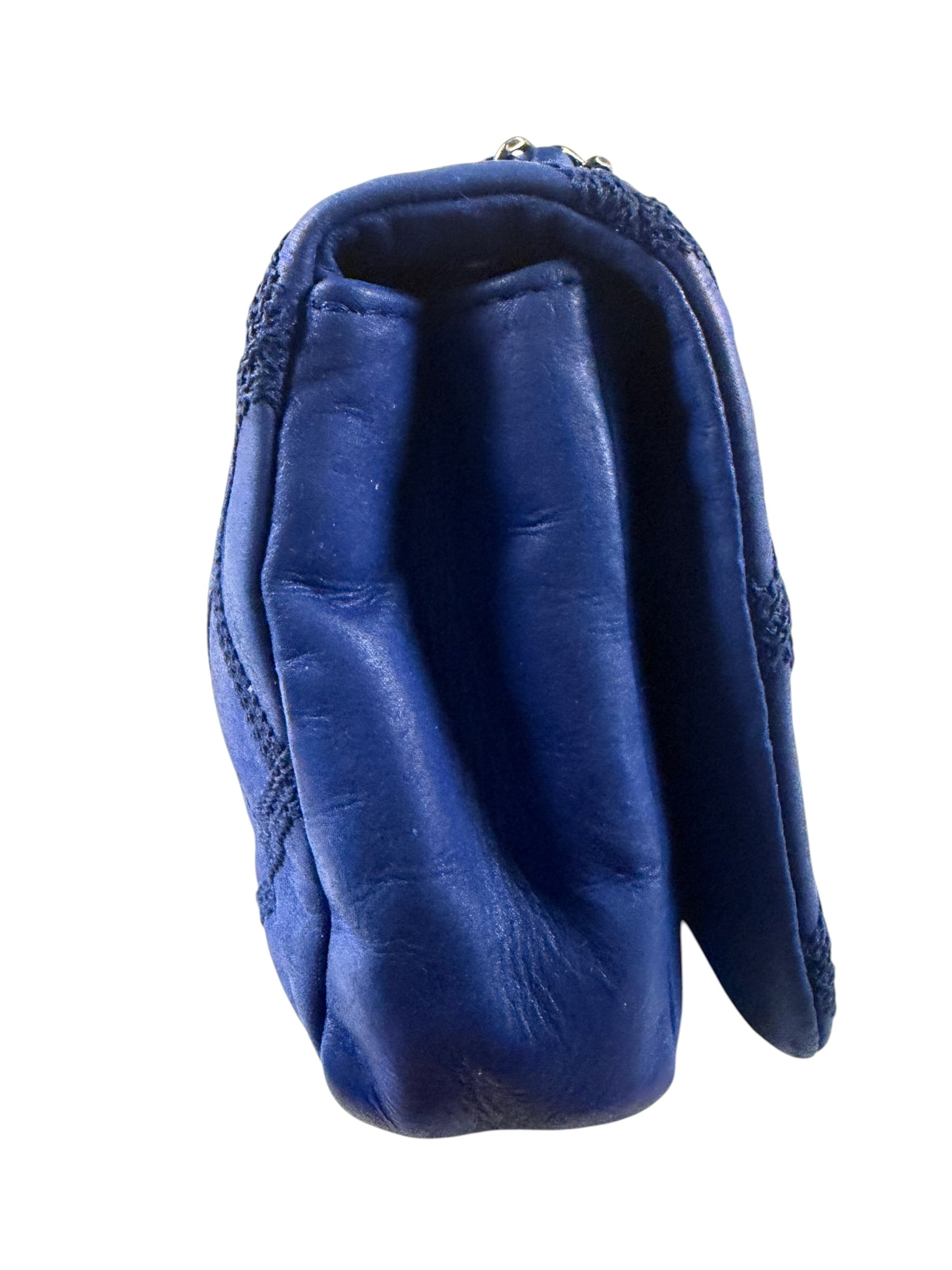 Chanel Blue Leather Diamond Stitch Iridescent Chain Flap Bag 2012