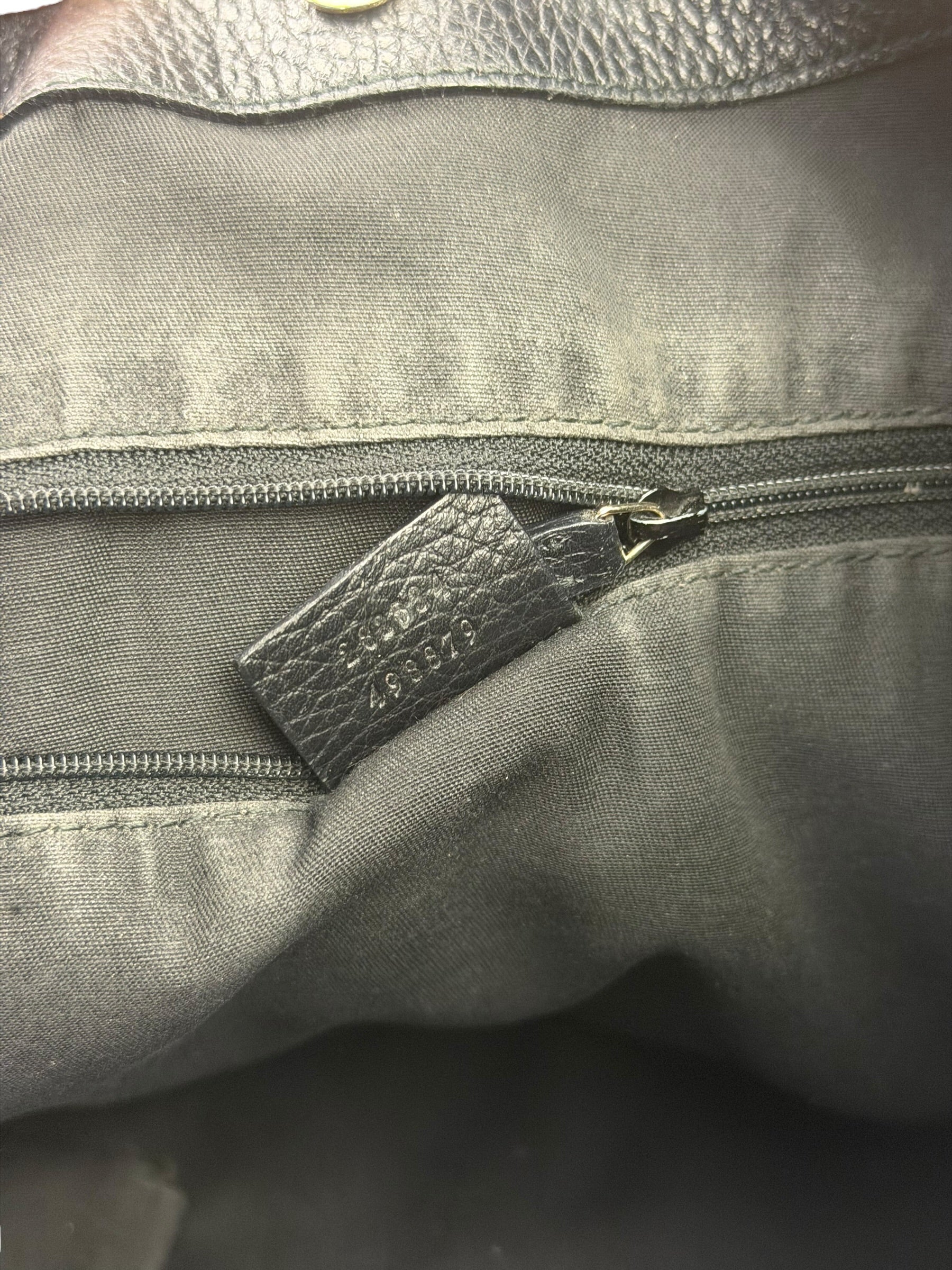 Gucci Black Leather Trim GG Supreme Hobo Bag